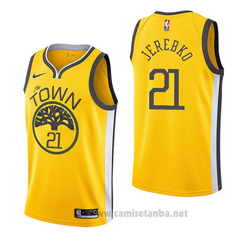 Camiseta Golden State Warriors Jonas Jerebko #21 Earned 2018-19 Amarillo